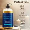 Nexon Botanics Unscented Massage Oil in a serene spa setting, recommended for body massages, post-workout recovery, and overall wellness.