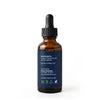 An amber glass dropper bottle of organic peppermint oil with a black cap and a dark blue label, shown on a clean white background.
