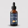 A 1 fl oz amber glass dropper bottle of Nexxon Botanics Organic Frankincense essential oil, featuring a dark navy blue label with white text and a black dropper cap, set against a light gray background.