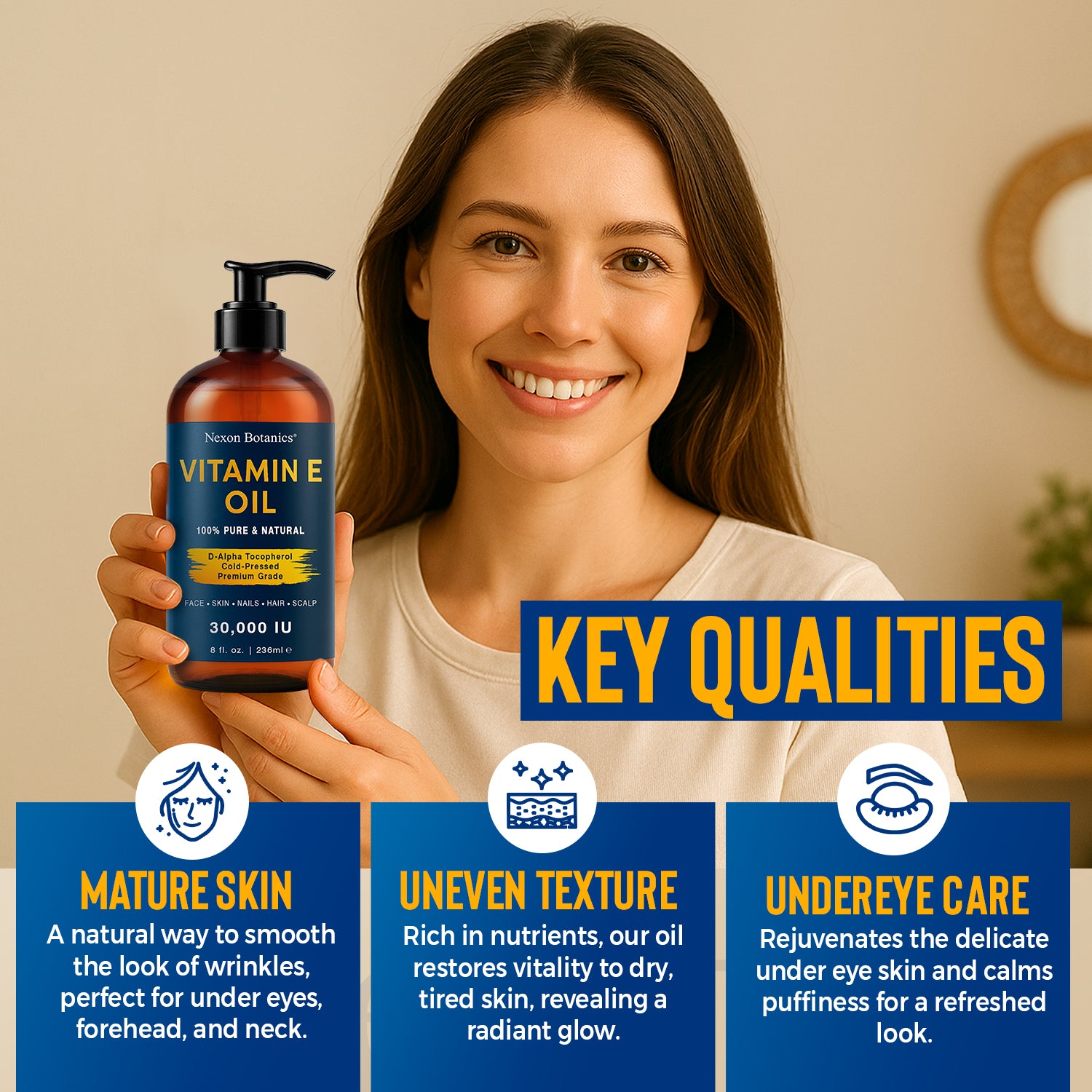 Nexon Botanics Organic Vitamin E Oil Blend 67000 IU - 8 fl oz - Vitamin E Oil for Skin, Scars, Face - Made from 100% Pure and Natural Oils - Vit E Oil Nexon Botanics Organic Vitamin E Oil Blend 67000 IU - 8 fl oz - Vitamin E Oil for Skin, Scars, Face - Made from 100% Pure and Natural Oils - Vit E Oil