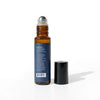 Back label of Stress Relief Roll-On bottle displaying full ingredients list and barcode.