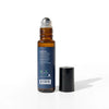 Back label of Zen Sleep Roll-On bottle showing ingredients list including grapeseed, lavender, rosemary, and orange oils.